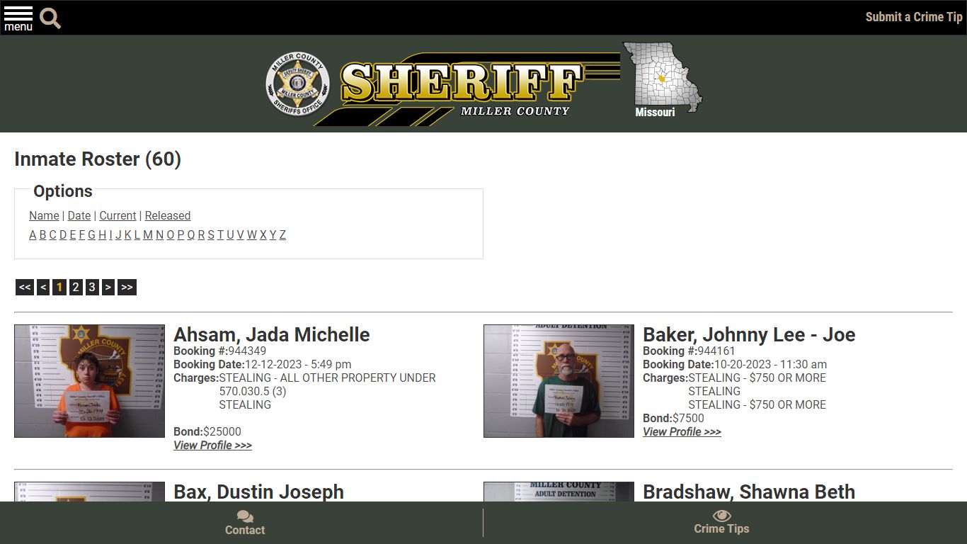 Inmate Roster - Current Inmates - Miller County Sheriff MO