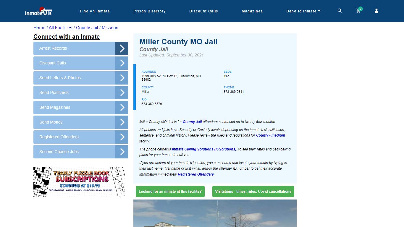 Miller County MO Jail - Inmate Locator - Tuscumba, MO