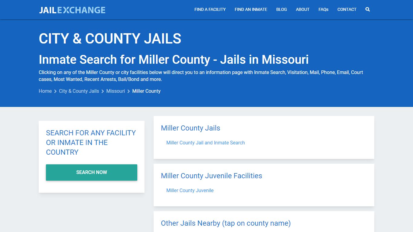 Inmate Search for Miller County | Jails in Missouri - Jail Exchange